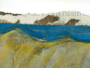 detail from pembrokeshire coast: pebble beach, mixed media on newspaper